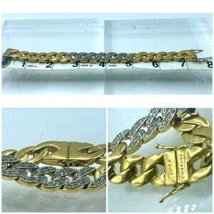 Juicy Couture Goldtone Link Bracelet Magnetic Closure 7.5” Clear Stone No Charms